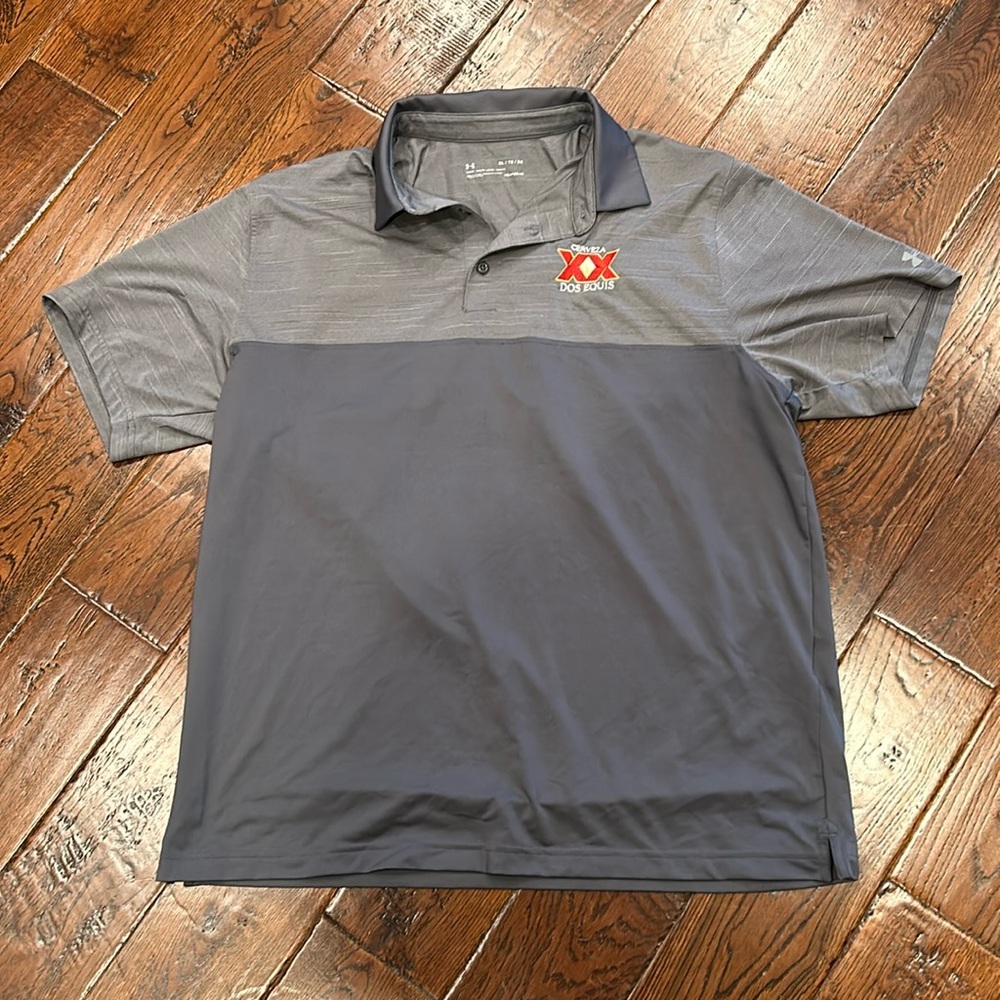 Under Armour Cerveza Dos Equis Beer Gray Polo Shirt Size XL USED